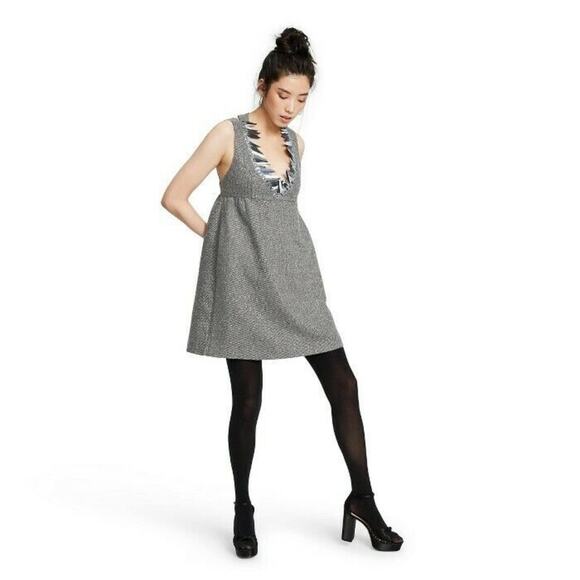Anna Sui Target NWT Metallic Boulcé Shift Mini Size S Gray Knit Sleeveless - Picture 3 of 9